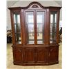 Image 1 : Solid Mahogany China Hutch with Glass Shelves and Lighting 68Wx18Dx84H