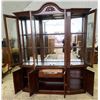 Image 2 : Solid Mahogany China Hutch with Glass Shelves and Lighting 68Wx18Dx84H