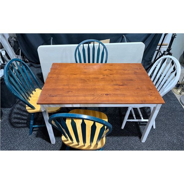 Solid Wood Dining Set with 4 Chairs 48Lx30Wx29H (sturdy, needs love)
