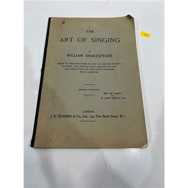 The Art of Singing by William Shakespeare Softcover
