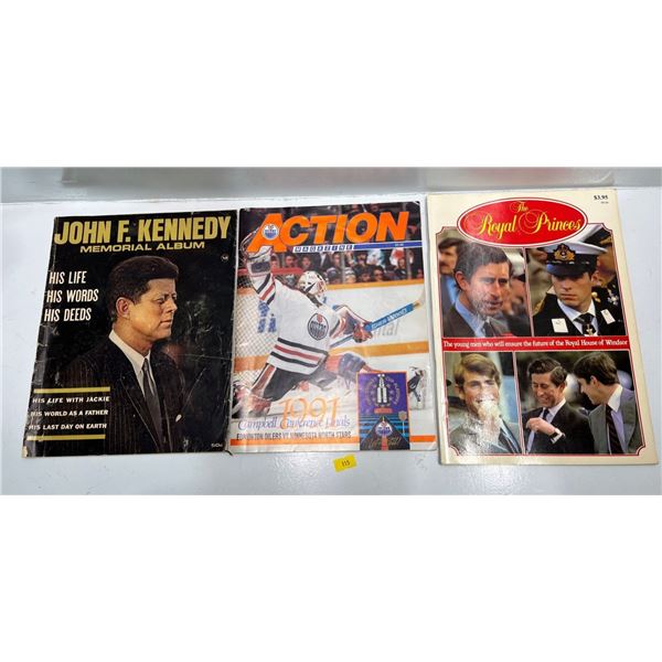 Commemorative Magazines - JFK Memorial, The Royal Princes 1982, 1991 Campbell Conferance Finals
