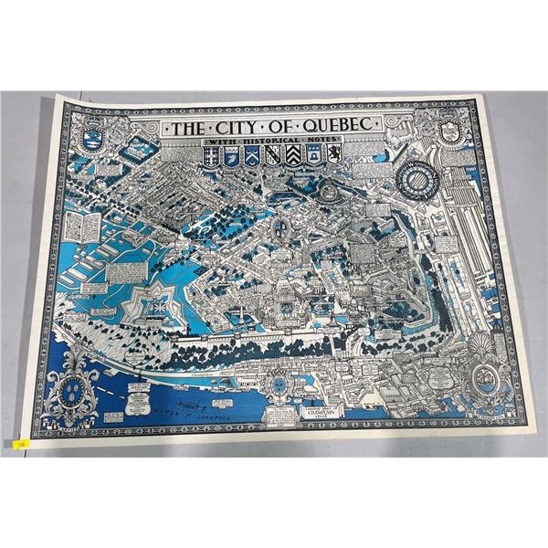 City of Quebec Print from 1932  30Wx23H