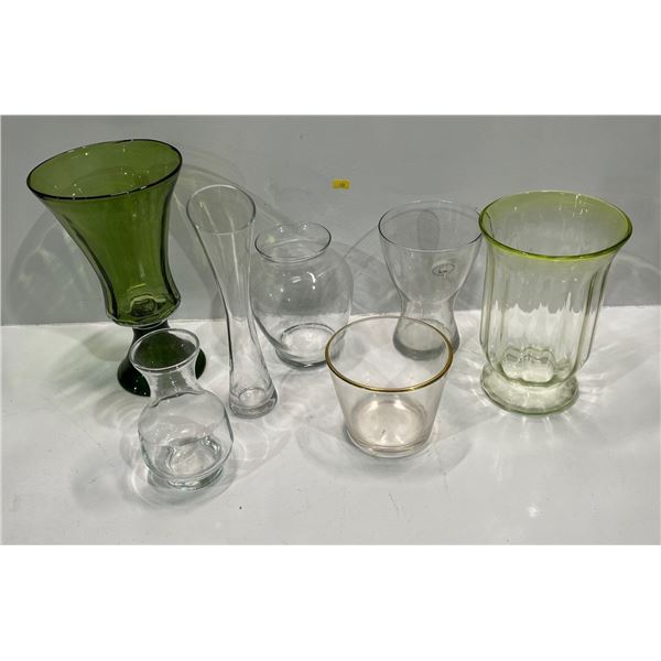 Collection of Glass Vases of various sizes  5-12H