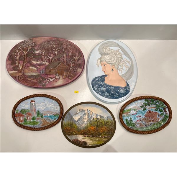 Collection of Ceramic Wall Art plus Hand Painted Nature Scene