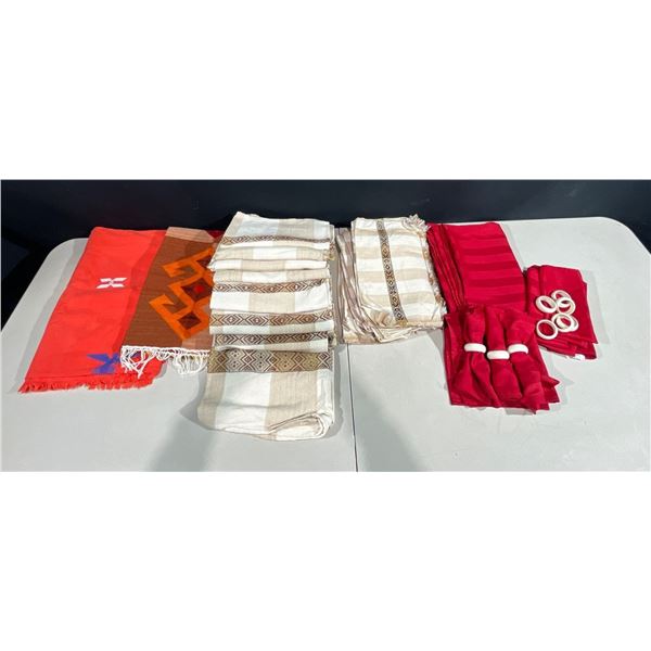 Collection of Linens includes Placemats, Tablecloth, Napkins and more