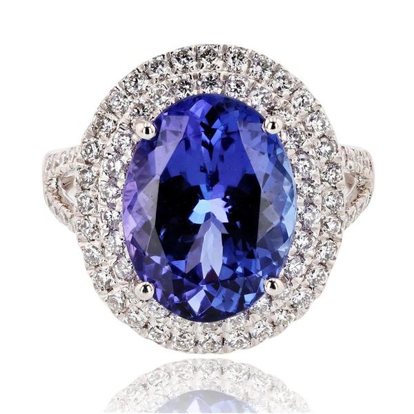 5.78 ctw Tanzanite and 0.93 ctw Diamond Platinum Ring