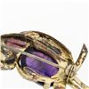 Image 5 : Antique German Vermeil Gold Over Silver Amethyst Textured Parrot Bird Brooch Pin