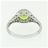 Image 5 : NEW 14k White Gold 1.11 ctw Fine Filigree & Milgrain Work Peridot Solitaire Ring