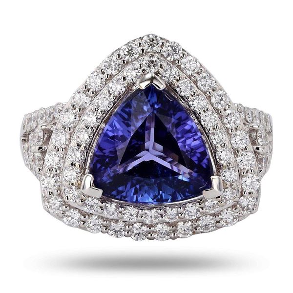 2.66 ctw Tanzanite and 0.97 ctw Diamond 14K White Gold Ring