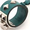 Image 5 : Hermes Collier de Chien Anneau Keychain Studded Leather Green