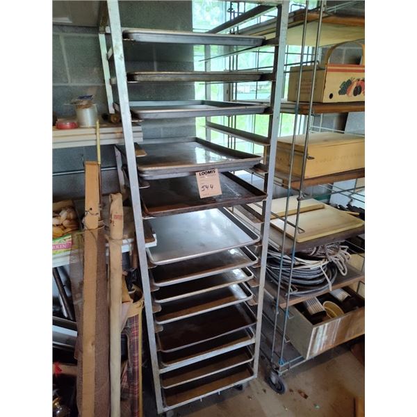 ROLLING BAKERY TRAY HOLDERS W/ TRAYS
