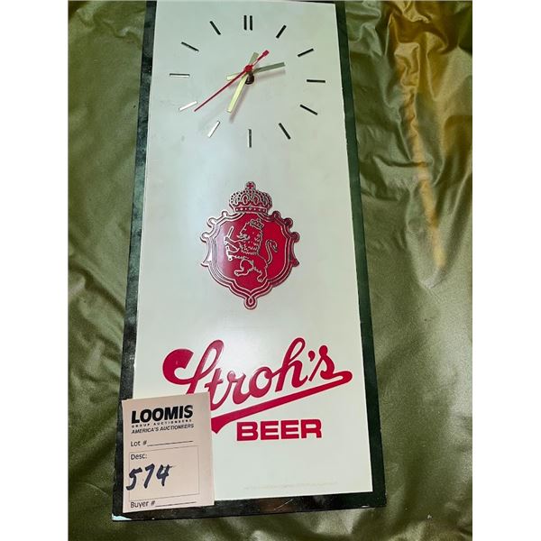 VINTAGE STROH'S ADV CLOCK  23 "