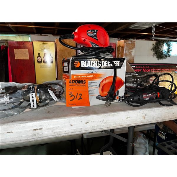 SET OF THREE/ CRAFTSMAN BLACK AND DECKER SANDER/ ROTARY TOOL/ ELECTRIC ENGRAVER