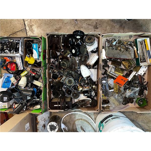 3 FLATS OF ASSORTED HARDWARE AND ELECTRICAL