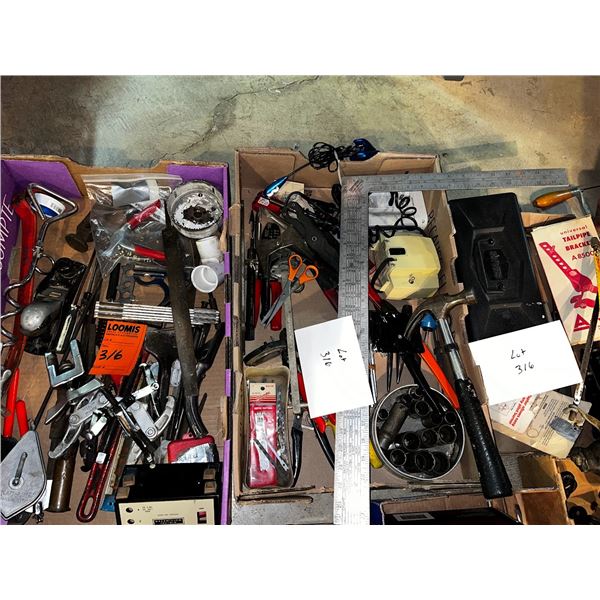 3 FLATS ASSORTED HAND TOOLS AND OTHER TOOLS
