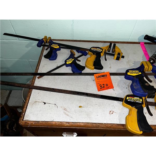 SET OF FIVE/ QUICK GRIP AND IRWIN WOOD CLAMPS