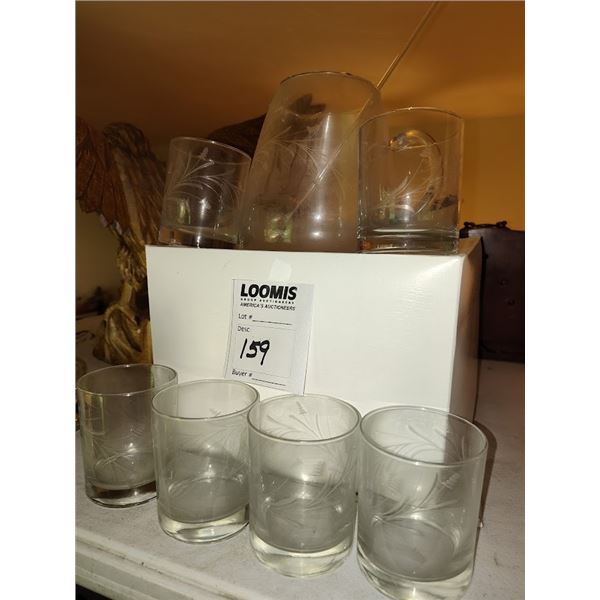 7 PC GLASS / ECTECHED WATER PITCHER AND GLASSES