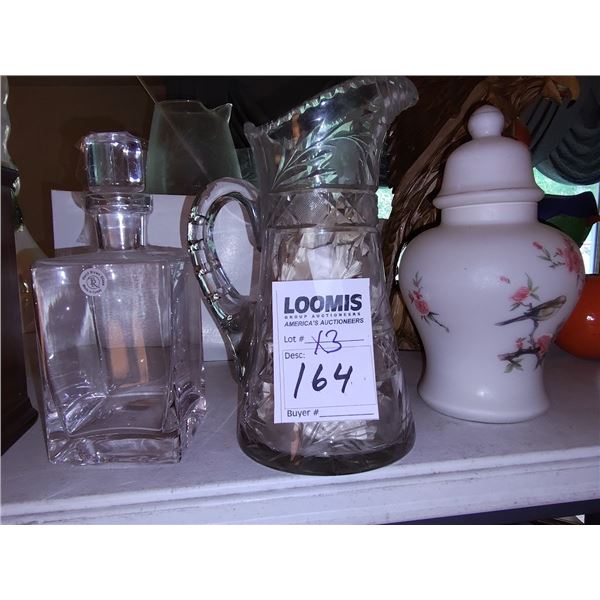 3 PC LEAD CRYSTAL AND BIRD VASE