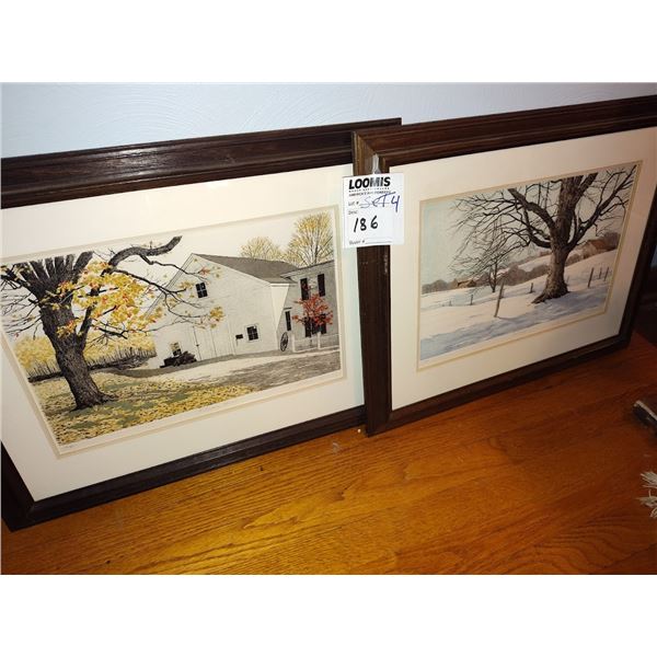 SET OF 4 FRAMED ART , FARM/BARN