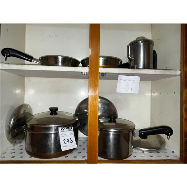 NINE PIECES OF STAINLESS REVERWARE