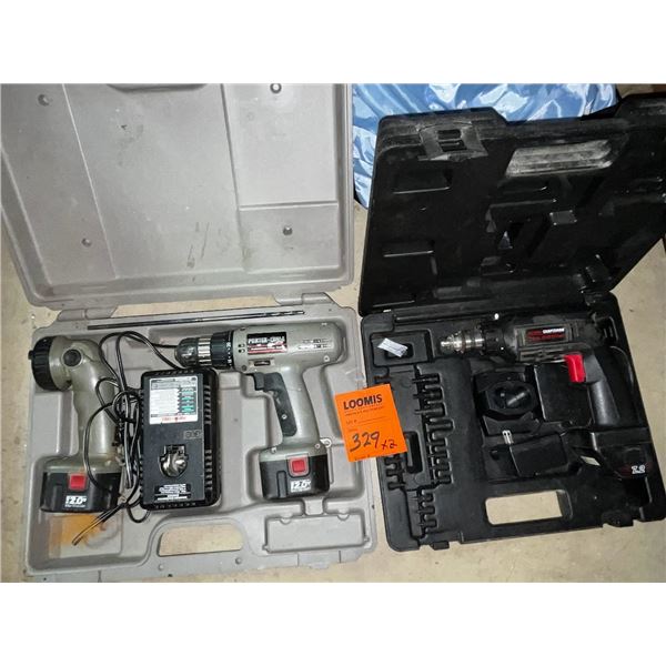 CRAFTSMAN PORTA CABLE, RECHARGER AND DRILLS