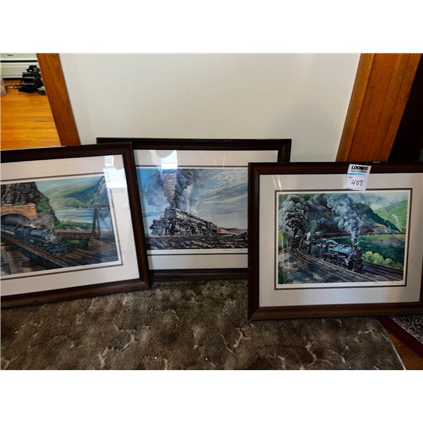 S/3 FRANKLIN MINT TRAIN ART SG BY ARTIST
