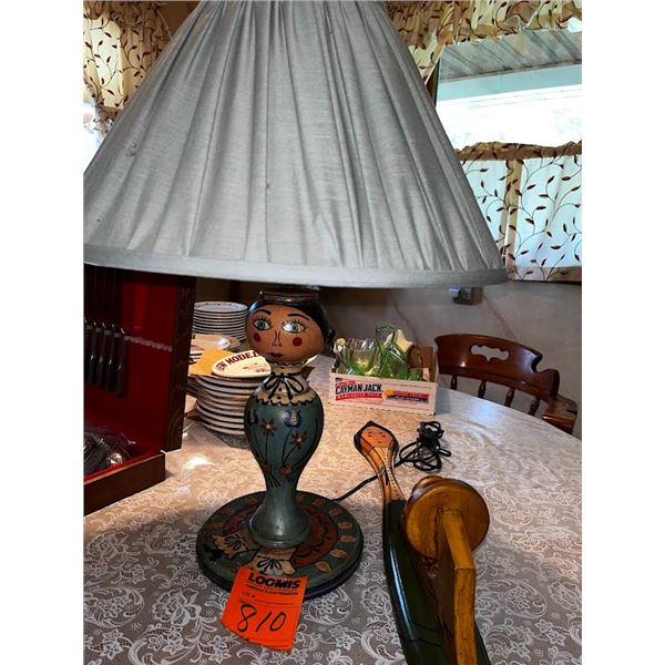 HAND PAINTED LAMP AND CANDLE HOLDER