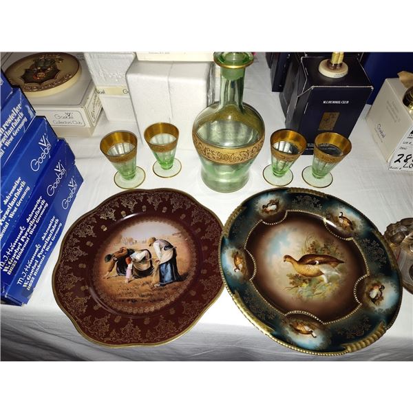 BAVARIA PLATES X 2 & GREEN DEPRESSION WATER SET