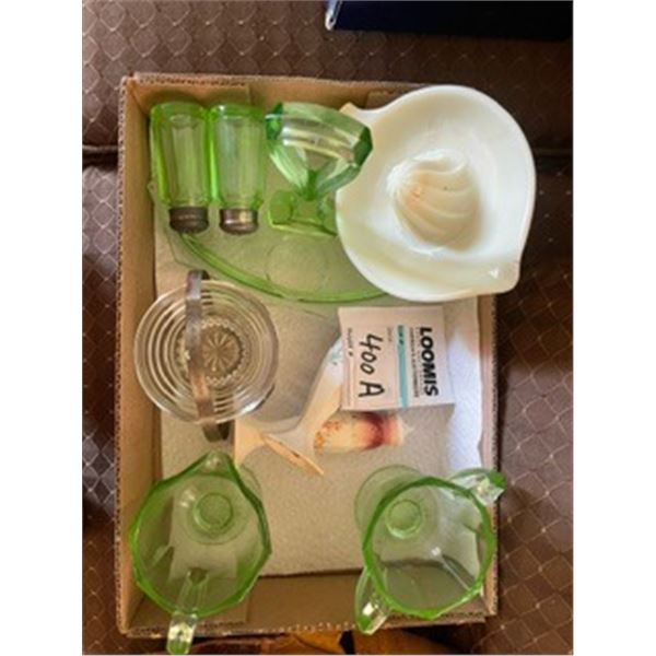 Green Depression glass lot