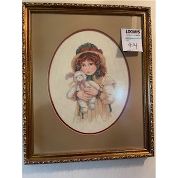 Art work of girl with teddy bear