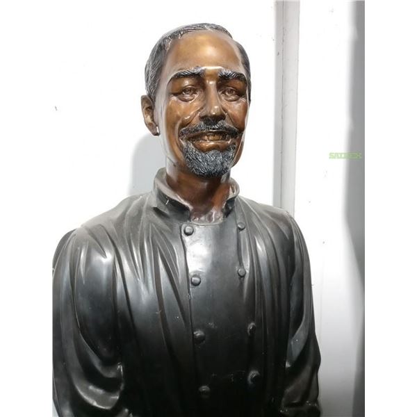 Life Size Bronze Italian Chef Sculpture Statue - Two Color Bronze (1 Unit)