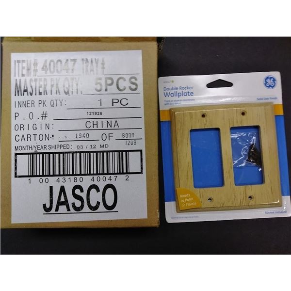 New GE Oak Wood Double Wall Switch Plates