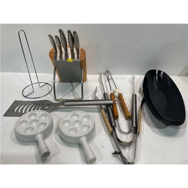 Kitchen Items includes Knives in Block, BBQ Utensils, Mushrooms Nepture Ceramic Dishware and more