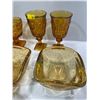 Image 2 : Vintage Amber Press Glass Collection  *plate stands not included