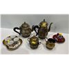 Image 1 : Antique Assorted Collection of Teapots with Creamer and Sugar Holder, Teacup and Saucer and more