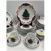 Image 3 : "Christmas Holly" Dining Set 8 Place settings (one cup missing) plus Creamer, Sugar Bowl and Bell