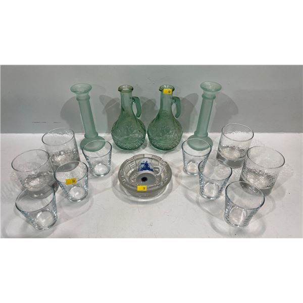 Collection of Inside Home Kitchen Decor includes Decanters, Candleholders, Delft Shot Glass and more