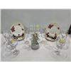 Image 1 : 6 Johnson Brothers Plates, 10 Wine Glasses, 2 Champagne Flutes and Dancing Couple Music Box