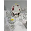 Image 3 : 6 Johnson Brothers Plates, 10 Wine Glasses, 2 Champagne Flutes and Dancing Couple Music Box