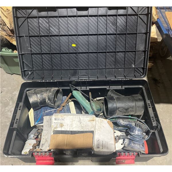 Storage Bin -All Contents Included Corded Drill, Sander, Plumbing Needs and more 32W18D14H