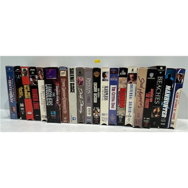Collection of 20 VHS Tapes Titles include Rambo, Beaches, Manhunter and more