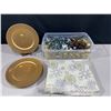 Image 1 : Christmas Decorations Decorative "Gold" Plates, Light Strings, Garland and More