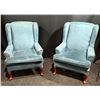 Image 1 : Pair of Wingback Blue Upholstered Chairs