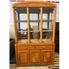 Image 1 : Large Oak and Glass Vintage (80's) Buffet/China Hutch with Mirror Back 52W17D79H