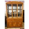 Image 2 : Large Oak and Glass Vintage (80's) Buffet/China Hutch with Mirror Back 52W17D79H