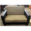 Image 1 : Faux Leather and MicroFibre Loveseat 52W34D34H