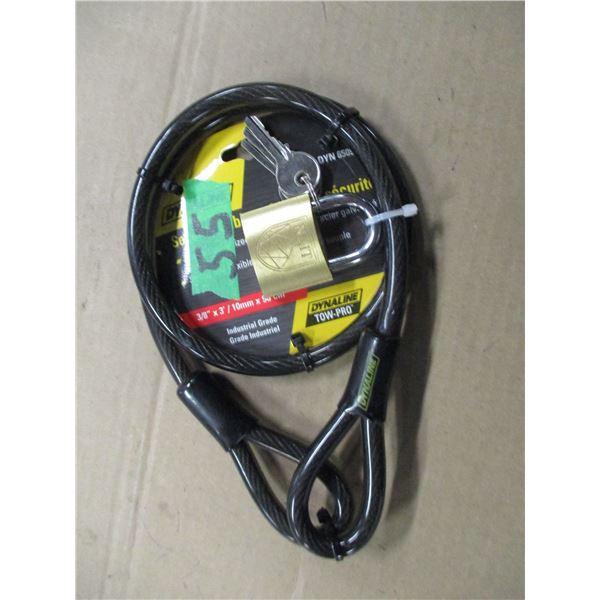 NEW:  3/8" X 6' SECURITY CABLE C/W LOCK