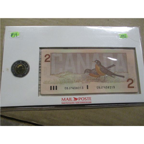 CANADA'S UNCIRCULATED $2 BANK NOTE & 1996 TOONIE SET