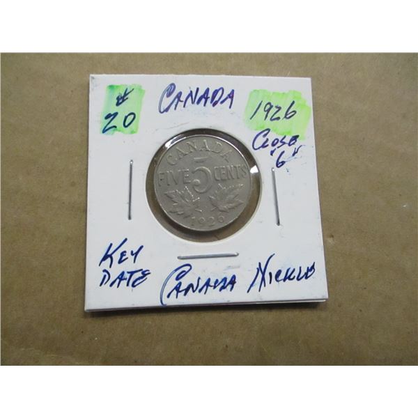 1926 (CLOSE G) KEY DATE CANADA NICKEL