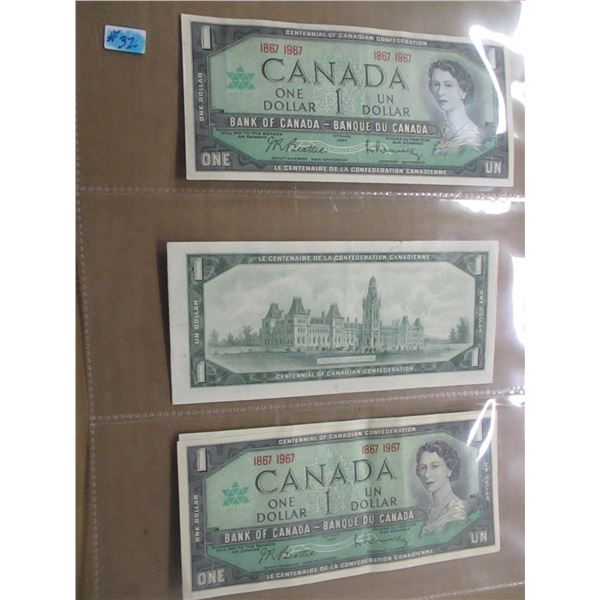 1967 NO SERIAL NUMBERS LAST OF CANADA CENTENNIAL $1 BILLS